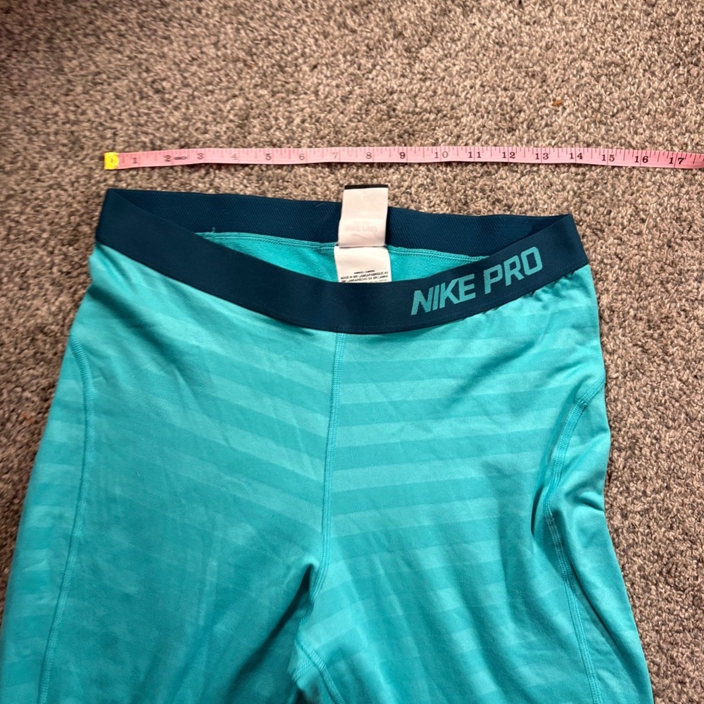 Nike‎ Pro Dri-FIT Womens Teal Striped Performance Leggings Large RN56323 - Picture 6 of 11